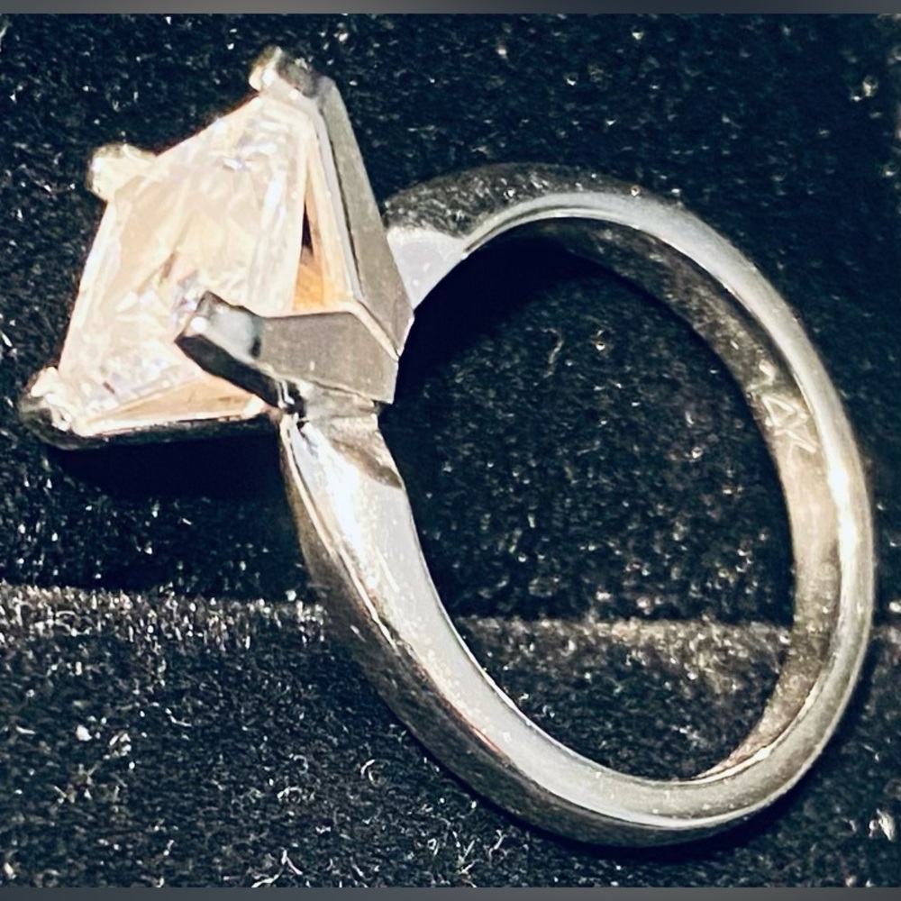 Certified 2.4 Ct Princess Cut Lab Grown Diamond Solitaire Ring 14k White Gold